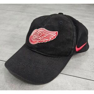 Vintage Nike Detroit Red Wings NHL Hat Black Strapback Cap Dry Land Training